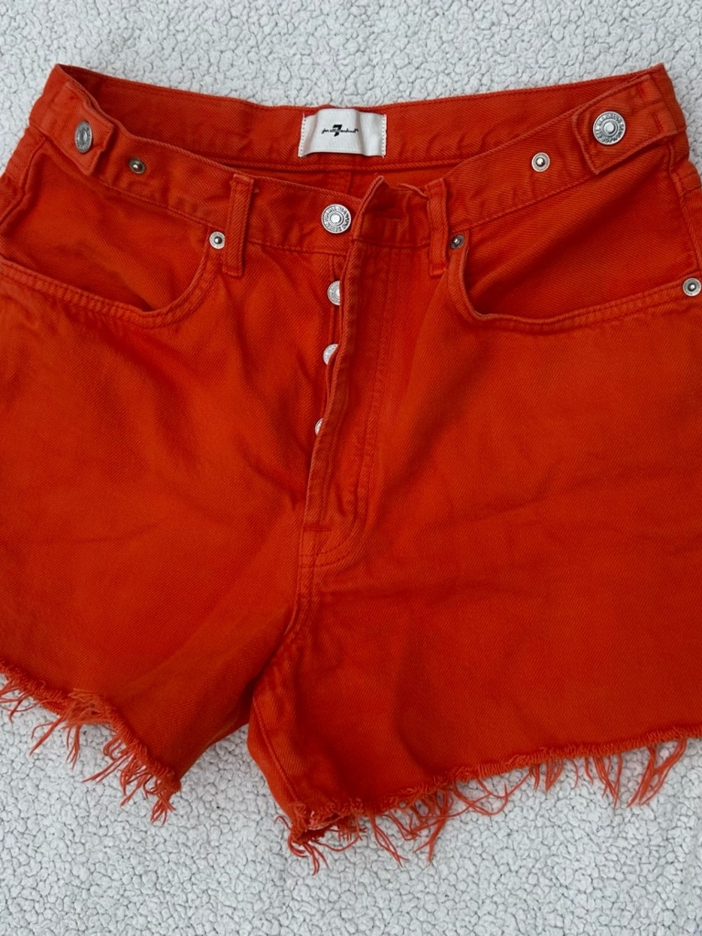 7 for All Mankind Orange Frayed Hem Women’s Denim Shorts